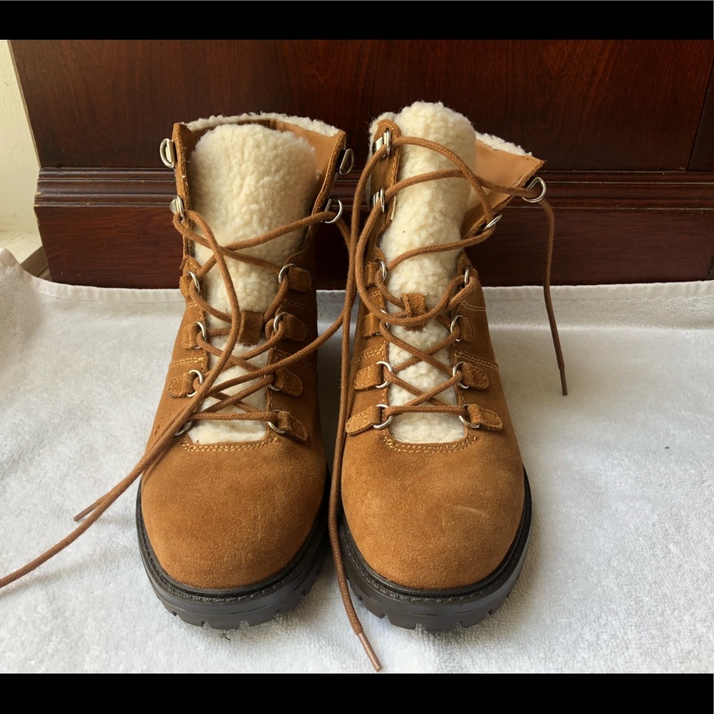 Marc Fisher Hopee Genuine Shearling Lace-Up Boot
